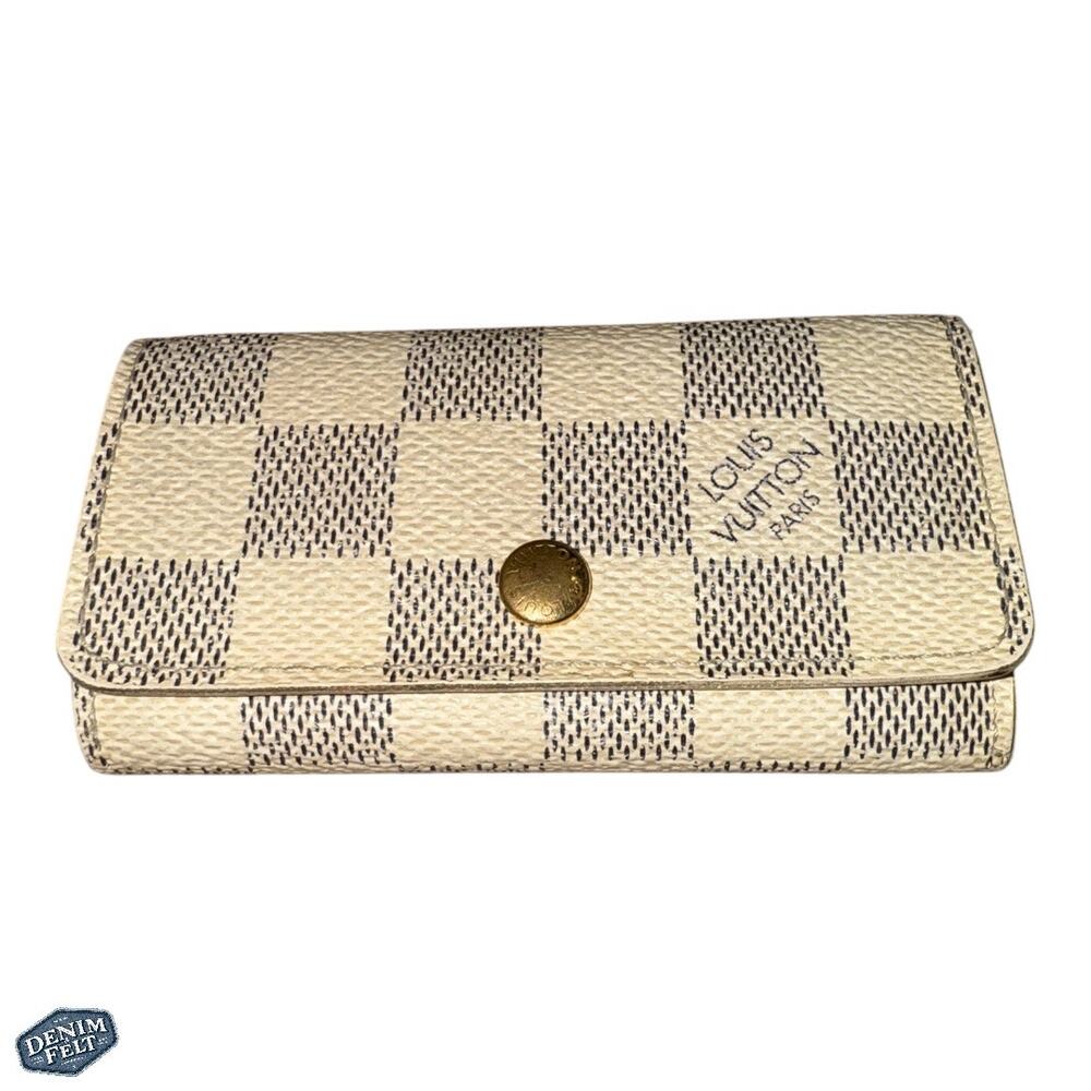 Louis Vuitton 6-Ring Key Holder In Damier Azur Canvas Made In France